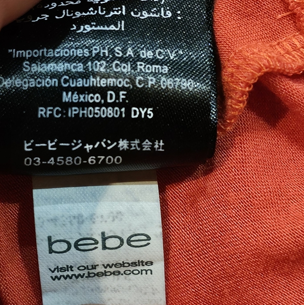 Bebe Orange Coral Double V-Neck Wrap Kimono Sheer Top Dress Size Small - Picture 9 of 10